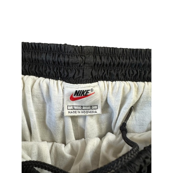 Vintage 90s Nike Lined Sweatpants Black Windbreaker Nylon Drawstring Large VTG - Picture 3 of 6